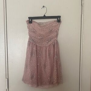Pink Sequin Strapless Dress